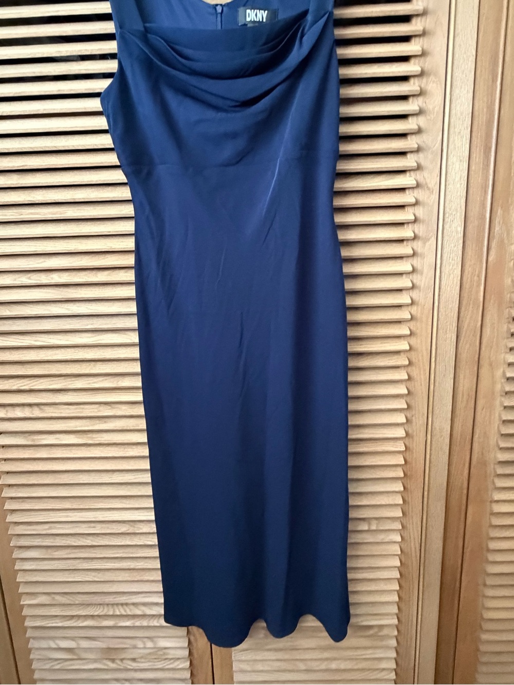 DKNY Navy Sleeveless Cowl Midi Dress